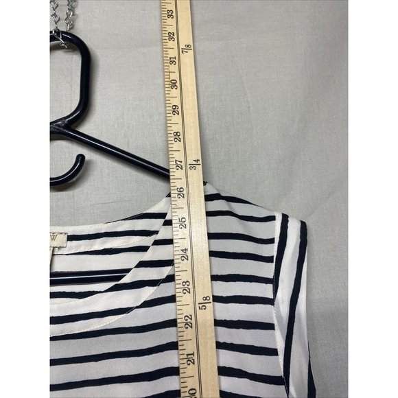 J. Crew Womens Sleeveless Blouse Shirt Tank Top Black Stripe XS Scoop Neck Light - Picture 2 of 5